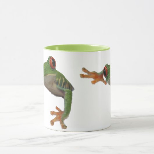 Grenouille Vert teinté rouge Froid Café Mug (Centre)