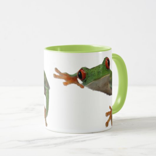 Grenouille Vert teinté rouge Froid Café Mug (Devant droit)