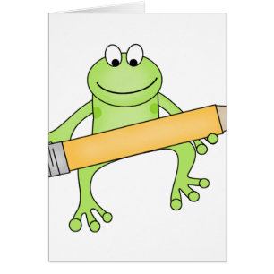 Grenouille verte avec le crayon
