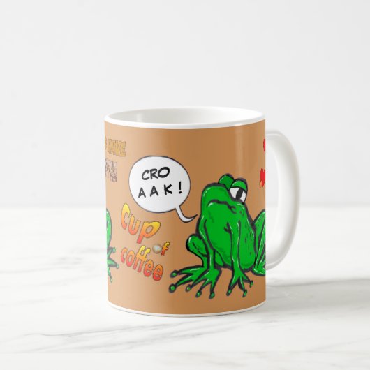 Grenouille verte caricature café Lover café Mug (Devant droit)