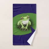 Grenouille verte d'Amérique sur feuille de nénupha (Serviette à main)