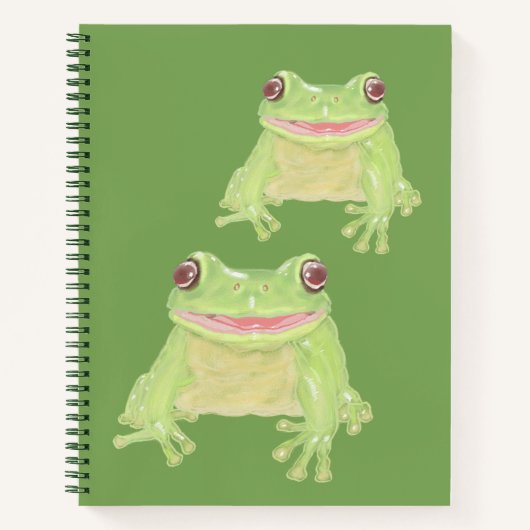 Grenouille verte mignonne - transparente. Cahier (Devant)