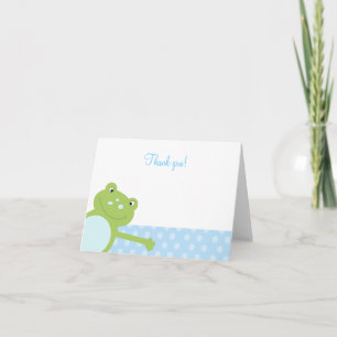 Grenouille verte pliée Merci note (Bleu)