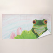 Grenouille verte Se détendre dans l'étang (Serviette de bain)