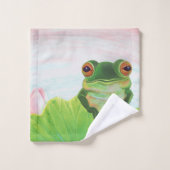 Grenouille verte Se détendre dans l'étang (Gant de toilette)