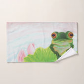Grenouille verte Se détendre dans l'étang (Serviette à main)
