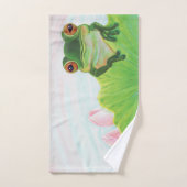 Grenouille verte Se détendre dans l'étang (Serviette à main)