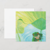 Grenouille verte sous carte de voeux Lily Pad (Devant / Derrière)