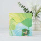 Grenouille verte sous carte de voeux Lily Pad (Debout devant)