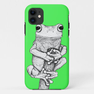 Grenouille verte sur un art Coque par Skye Ryan-Ev