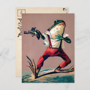 Grenouille victorienne vintage avec carte postale