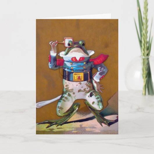 Grenouille vintage avec carte personnalisable Mono (Devant)