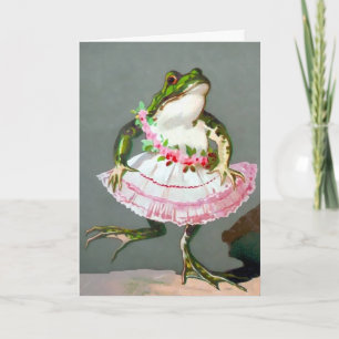 Grenouille vintage dans une robe Carte personnalis