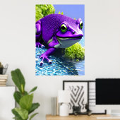 Grenouille violette et blanche | AI Art Poster (Bureau à domicile)