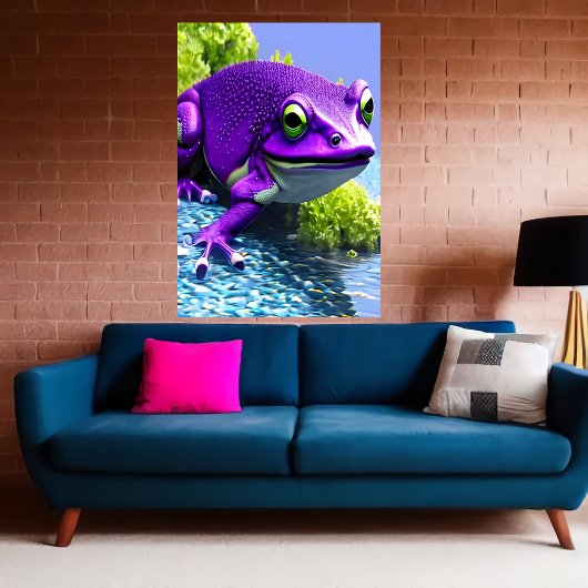 Grenouille violette et blanche | AI Art Poster