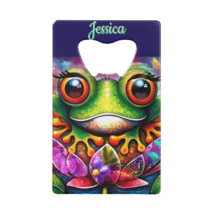 Grenouille Whimsical Abstrait Floral Frogs Personn
