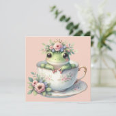 Grenouille Whimsical en Floral Teacup Carte de voe (Debout devant)