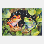 Grenouilles arboricoles colorées sur Feuilles d'aq (Devant)