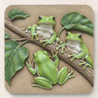 Grenouilles arboricoles dessous de verre en plasti