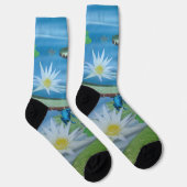 Grenouilles Bleues Sur Fleurs De Lotus, Chaussette (Droite)