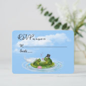 Grenouilles de RSVP de mariage sur feuille de nénu (Debout devant)