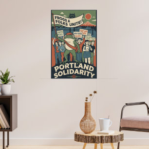 Grenouilles et gens unis – Affiche de solidarité d
