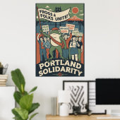 Grenouilles et gens unis – Affiche de solidarité d (Bureau à domicile)