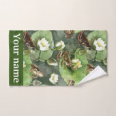 Grenouilles nénuphars verts et blancs (Serviette à main)