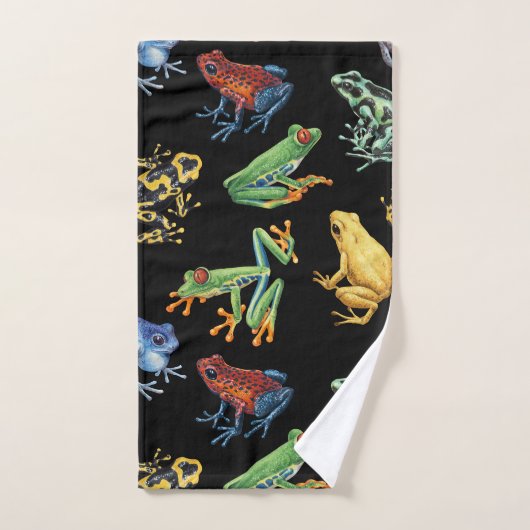 Grenouilles sur noir (Serviette à main)