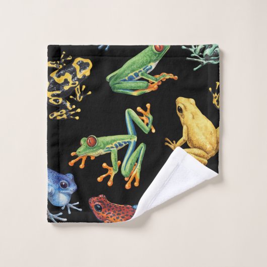 Grenouilles sur noir (Gant de toilette)