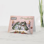 Grenouilles vintages dans le lit Carte de Noël (Devant)
