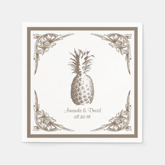  grens ananas bruiloft servetten (Voorkant)