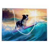 Grens Collie Beach Surfen schilderij Groot Cadeauzakje (Achterkant)
