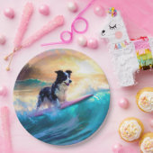 Grens Collie Beach Surfen schilderij Papieren Bordje (Feest)