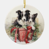 grens Collie Christmas Keramisch Ornament (Voorkant)