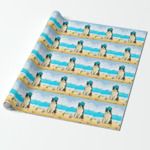 Grens Collie Dog op strand Cadeaupapier