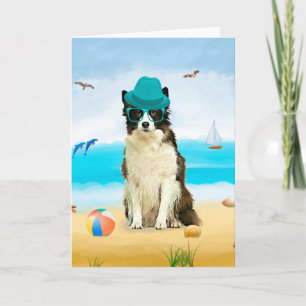 Grens Collie Dog op strand Kaart
