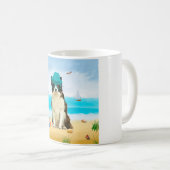 Grens Collie Dog op strand Koffiemok (Voorkant rechts)