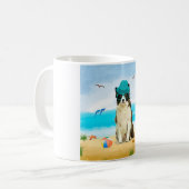 Grens Collie Dog op strand Koffiemok (Voorkant links)