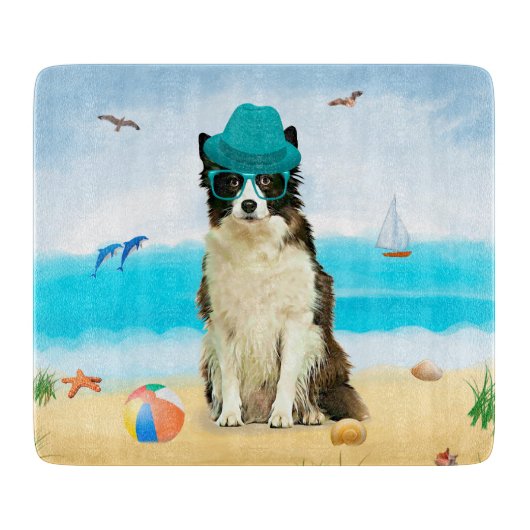 Grens Collie Dog op strand Snijplank (Voorkant)