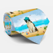 Grens Collie Dog op strand Stropdas (Opgerold)
