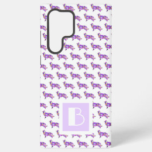 Grens Collie Dog Schattige Paarse Silhouet Monogra Samsung Galaxy Hoesje