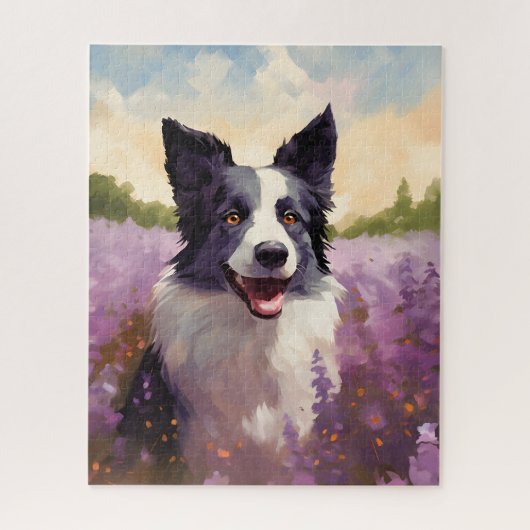 Grens Collie in Lavendel veld Legpuzzel (Verticaal)