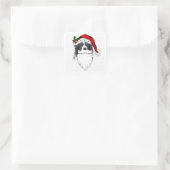 Grens Collie Kerst sticker ~ Santa met baard (Tas)