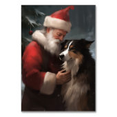Grens Collie Met Sinterklaas Feestelijke Kerstmis Kaart (Voorkant)