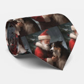 Grens Collie Met Sinterklaas Feestelijke Kerstmis Stropdas (Opgerold)