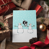 Grens Collie met Snowmen | Agility Dog Kerstmis Feestdagen Kaart
