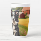 Grens Collie op Boerderij Latte Mok (Voorkant)
