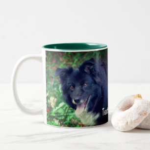 Grens Collie Smiling Cute Personated Tweekleurige Koffiemok