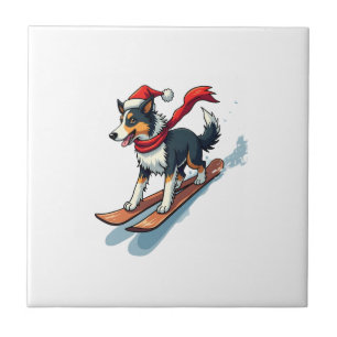 Grens Collie Snowboarder Tegeltje